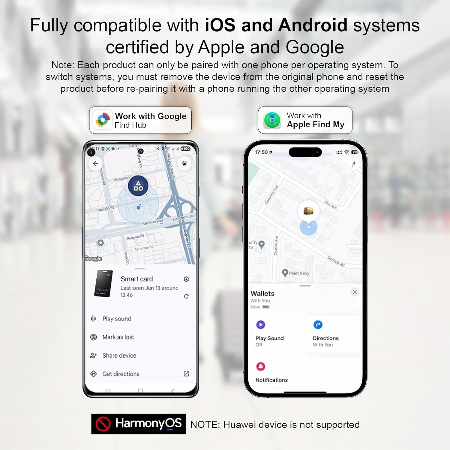 AirTag Card Pro Wallet Tracker 1.6mm for Android & iOS, Dual System Rechargeable Smart Card Work with Google Find Hub or Apple Find My APP, Item Finder Locator for Luggage/Suitcase/Bags. 2 Pack thumbnail