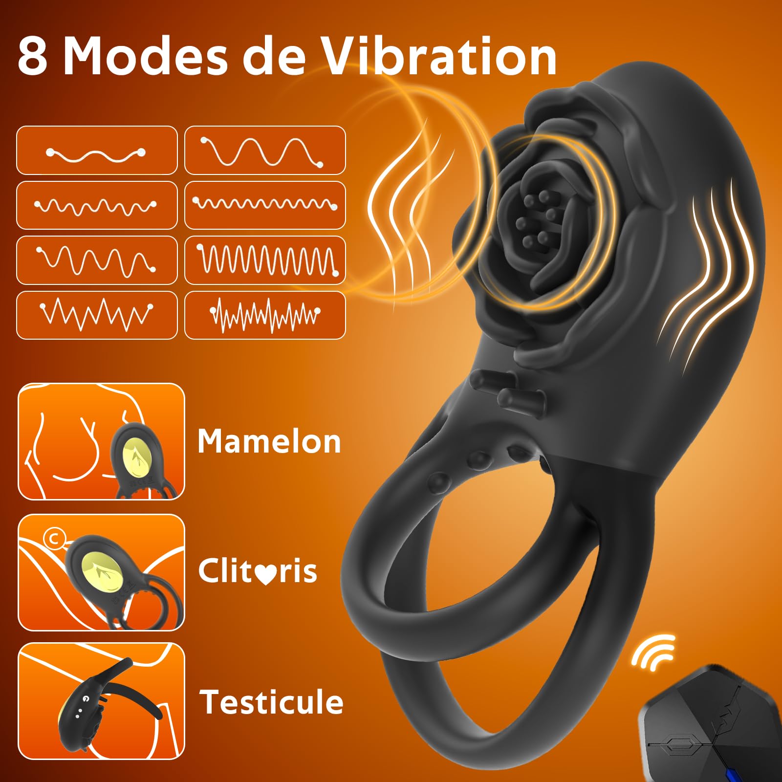 Sex Toys Anneau Penien Anneau Homme Sex Toýs Couple Sex Toýs Homme Anneau Vibrant Pénis 8 Modes Vibromasseurs Anneaux de Pénis Anneau Vibrant Clitoridienne Cockringe Sextoyse Couple Plaisir (Noir)