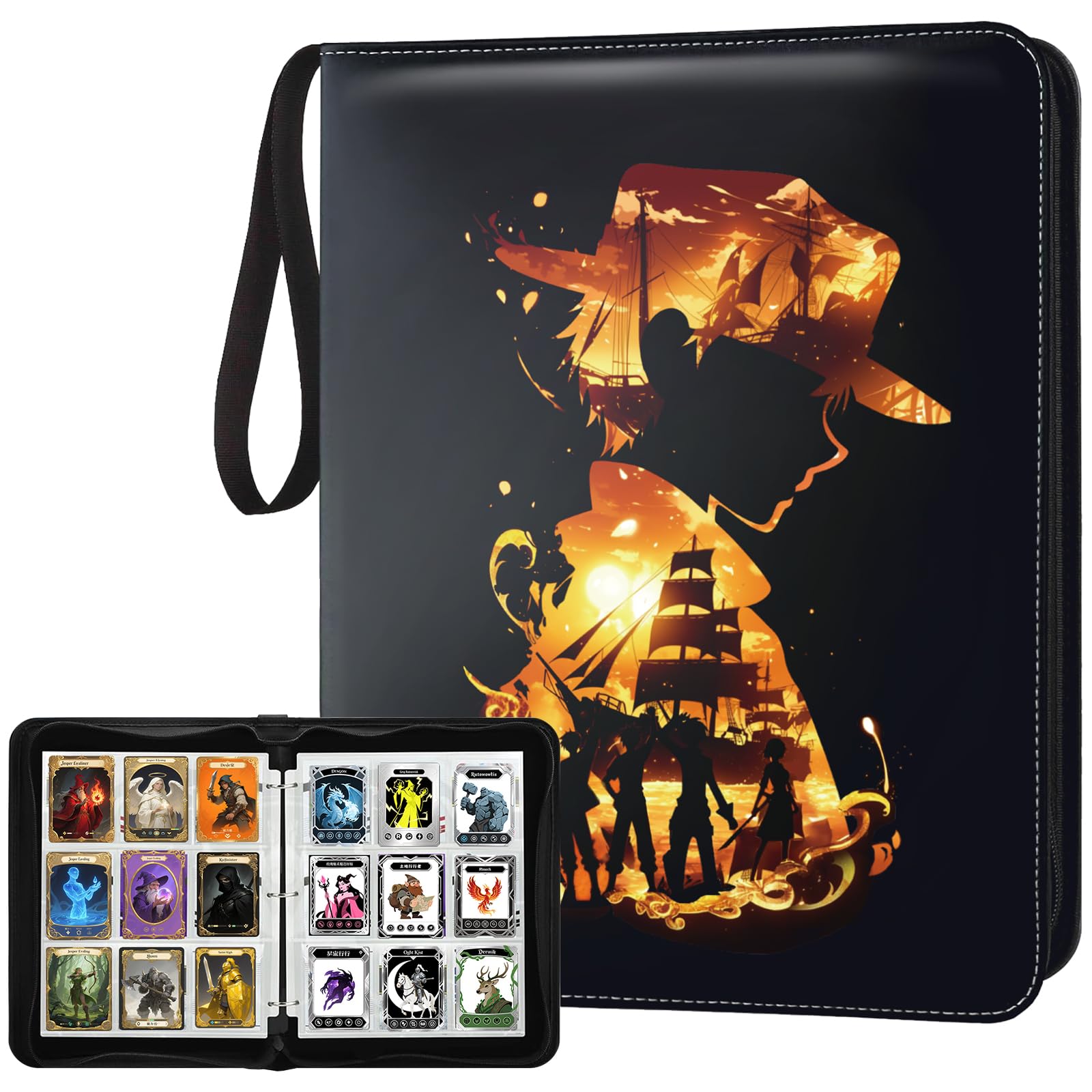 Carpeta de 9 bolsillos para tarjetas de intercambio, 1008 álbumes de colección de tarjetas con 56 fundas extraíbles, portatarjetas de cuero compatibles con tarjetas deportivas TCG MTG