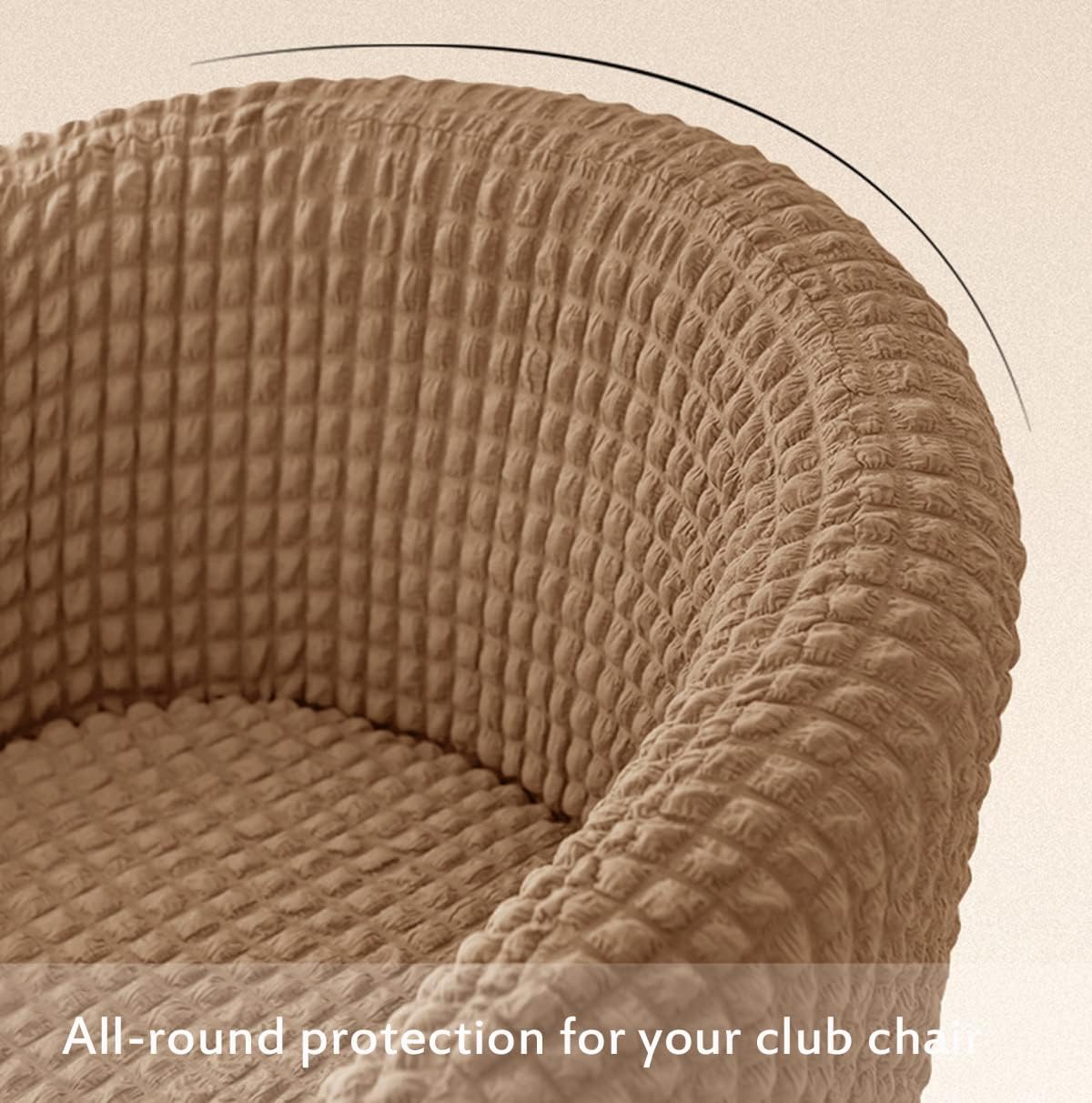 Stretch Armchair Cover Club Chair Slipcover Seersucker Tub Chair Cover Armchair Slipcovers Spandex Non-Slip Barrel Chair Cover for Dining Living Room Office Chair -Wine red