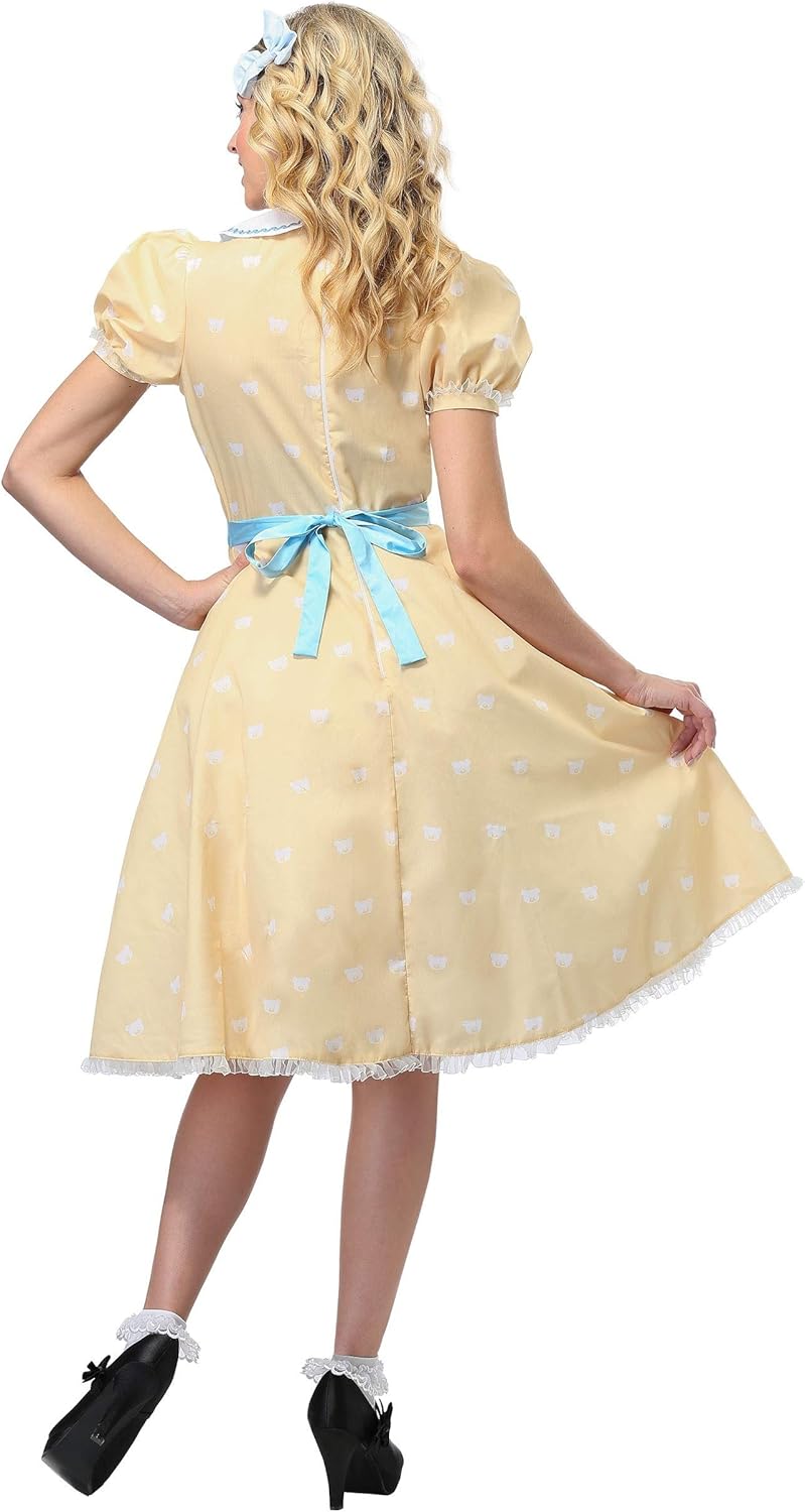 Fun Costumes Goldilocks Costume for Women, Polyester Dress with Attached Apron and Hair Bow