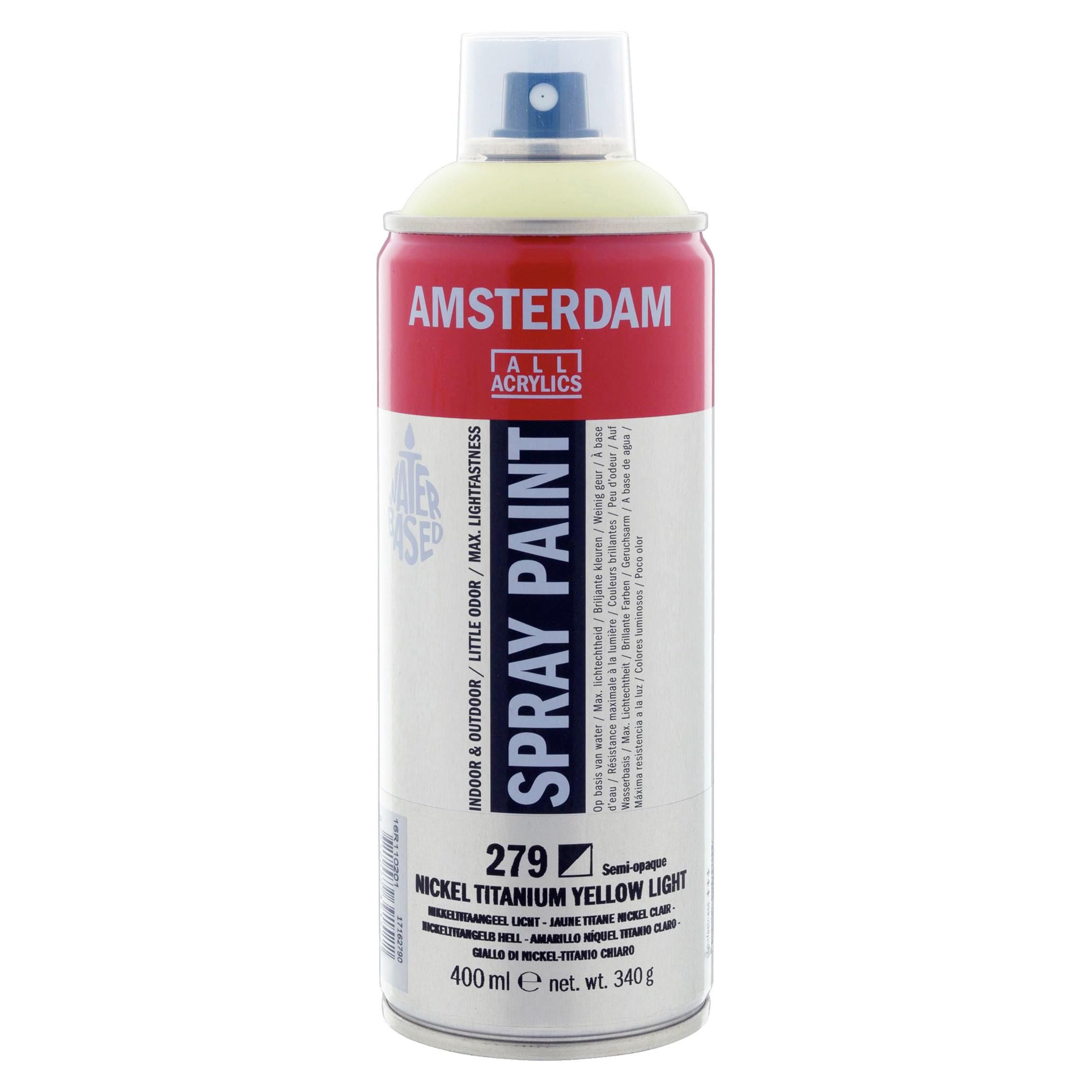 Amsterdam Spray Paint - Nickel Titanium Yellow Light 279-400 ml - Semi-Opaque - High Lightfastness - Water-Based & Solvent-Free - Suitable for Studio Use