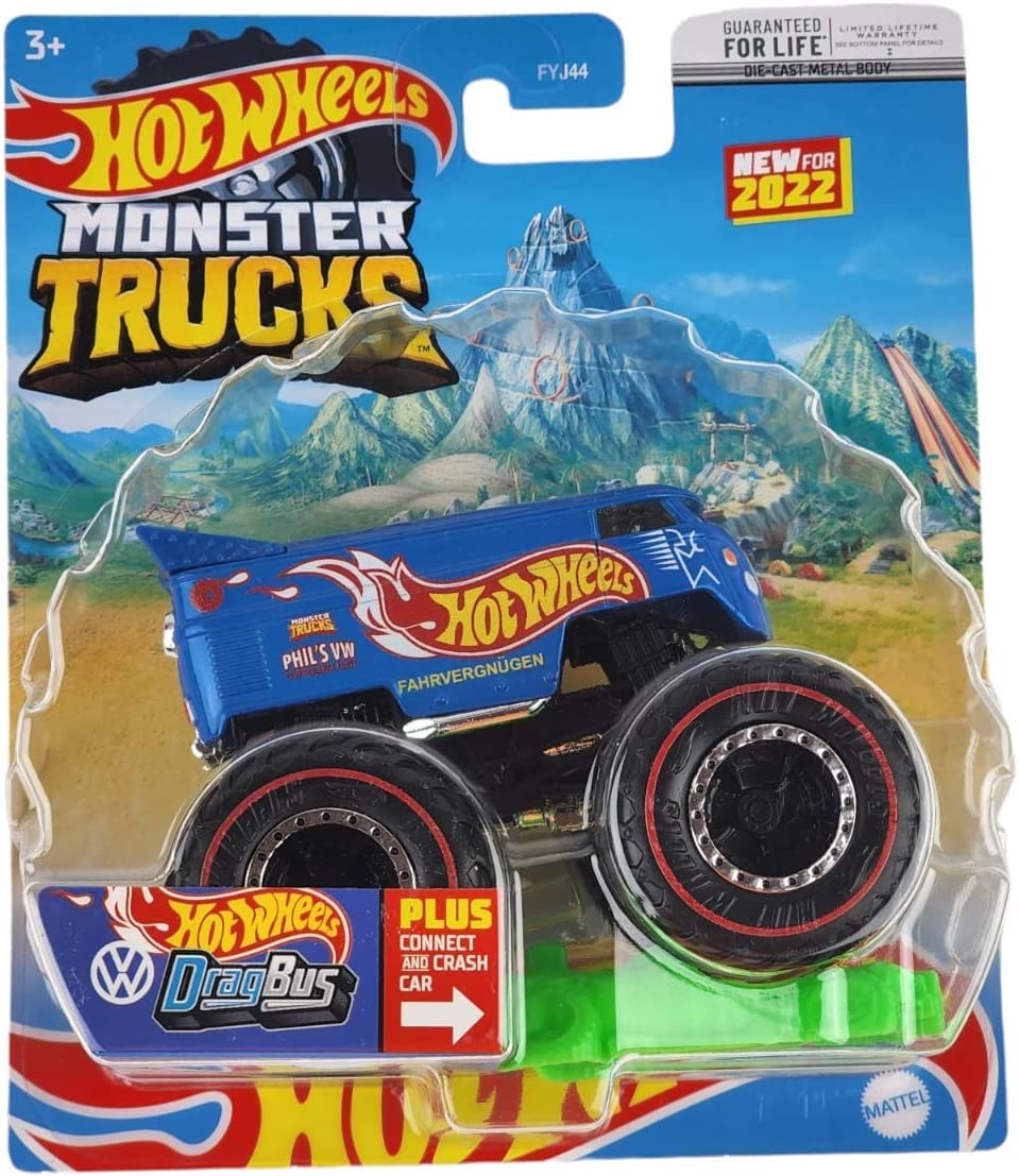 Monster Trucks Drag Bus, 2022 Treasure Hunt (1:64 Scale) Blue