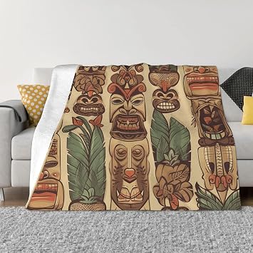 Vintage Aloha Tiki Blanket and Throws Ultra-Soft Micro Fleece Throw Blanket Lightweight Flannel Air Conditioning Blankets All Season Warm Plush Bed Blankets for Sofa Couch 40"x30"