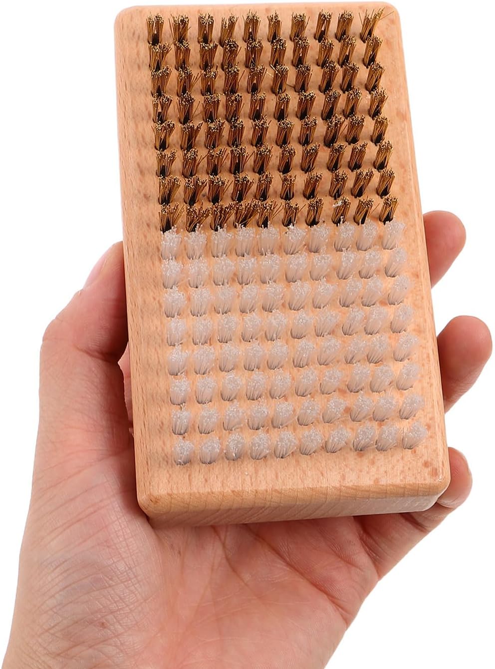Homoyoyo Ski Wax Brush with Copper and Nylon Bristles and Wooden Handle for Efficient Cleaning and Polishing, Portable Snowboard Tuning Tool for Quick Maintenance
