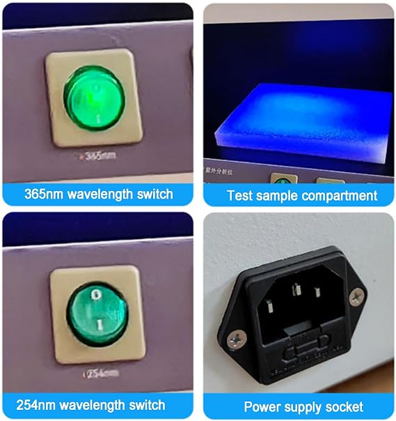 Semi-Dark Box UV Ultraviolet Analyzer, Lab Ultraviolet Analysis Tester Fluorescence Detector, Wavelength 254nm/365nm, UV Lamp Cabinet, for Product Testing