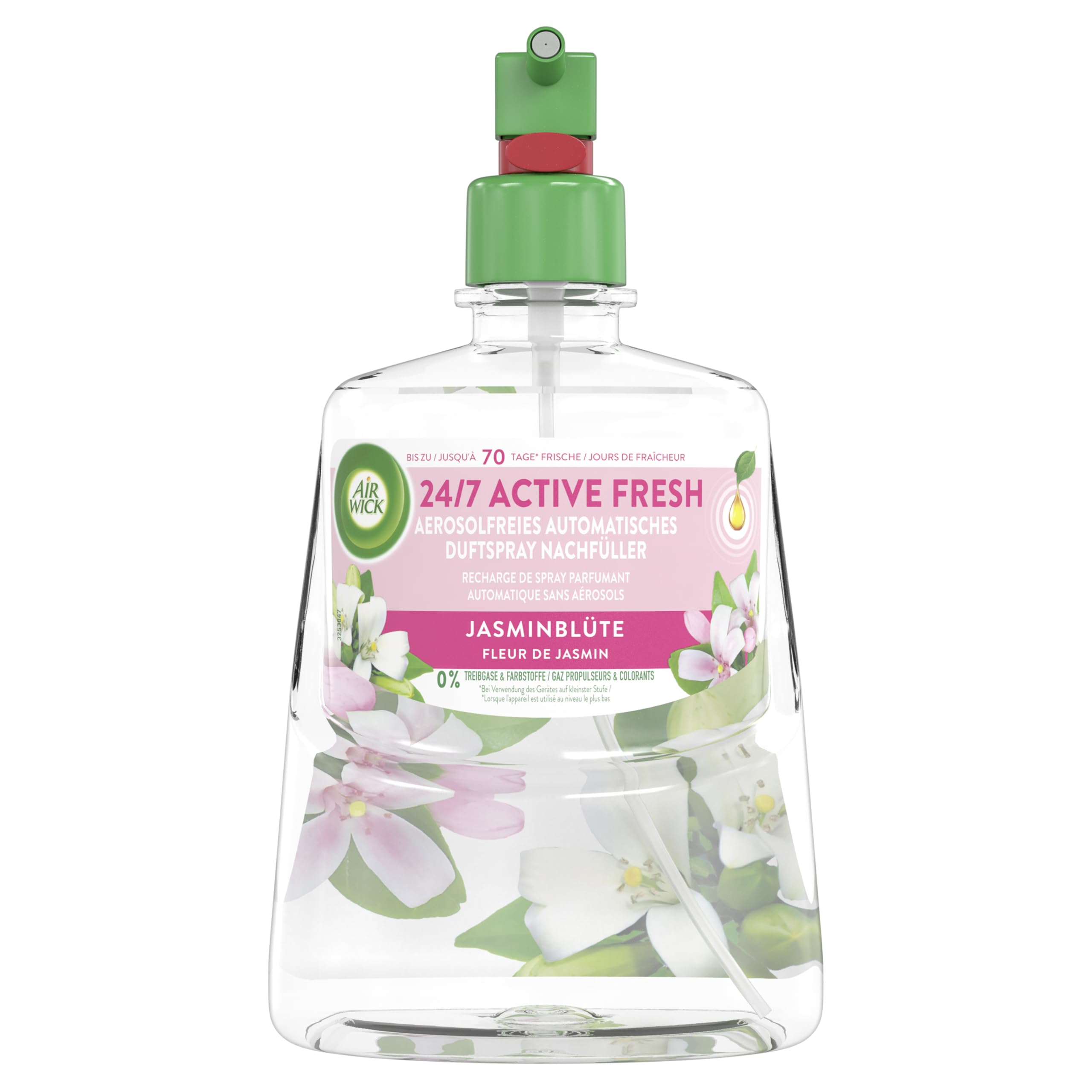 Air Wick Active Fresh – Wasserbasierter, automatischer Lufterfrischer – Raumduft Jasminblüte – 4 x 228 ml Nachfüller