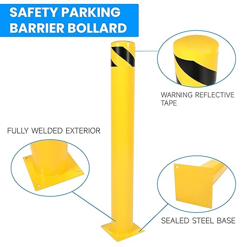Miniatura 5 de HECASA Poste de bolardo de seguridad de 42 a 5 pulgadas, barrera de seguridad de estacionamiento de bolardo de color amarillo, barrera de seguridad