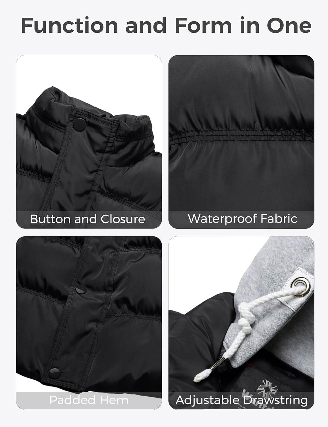 Wantdo Men's Thicken Winter Vest Water-Resistant Puffer Jacket Thicken Vest with Removable Hood - Image 6