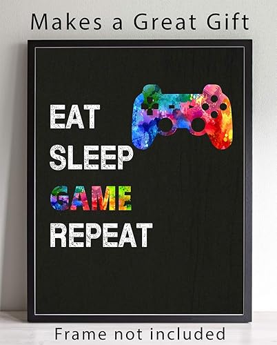 Miniatura 2 de Eat Sleep Game Repeat Quote Wall Art, 11"x14" Poster Print, Ideal for Gamers, Techie, Developers and Gaming Nerds