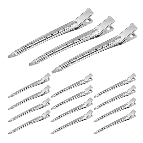 15 PCS Duck Bill Hair Clips Hair Styling Clips Silver