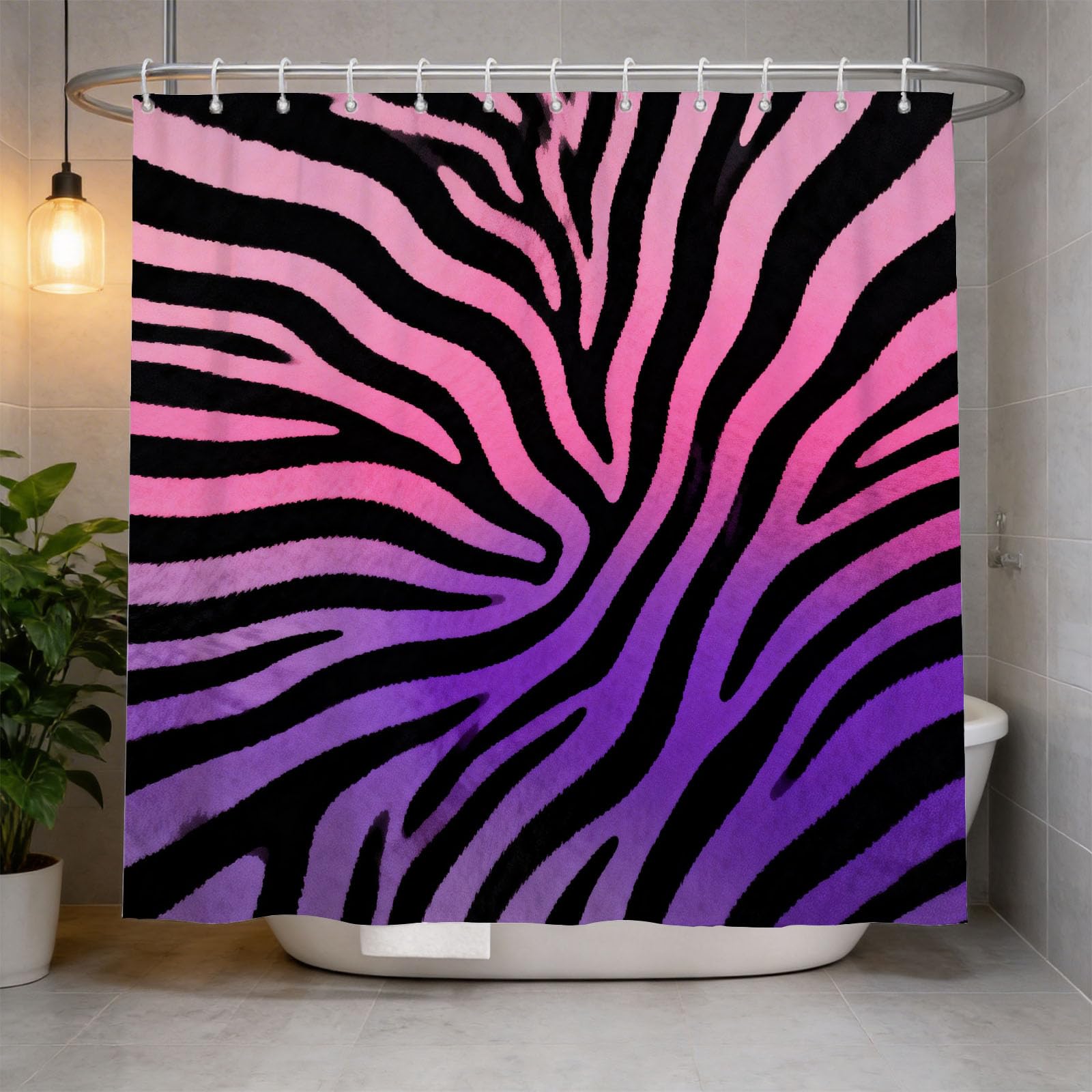 Hongduo 3D Cartoon Zebra Pattern Shower Curtain for Stalls Bathtubs Chic Bathroom Decor Shower Curtain Set Polyester Fabric Waterproof 180x200cm/71X79 Inch with Hooks