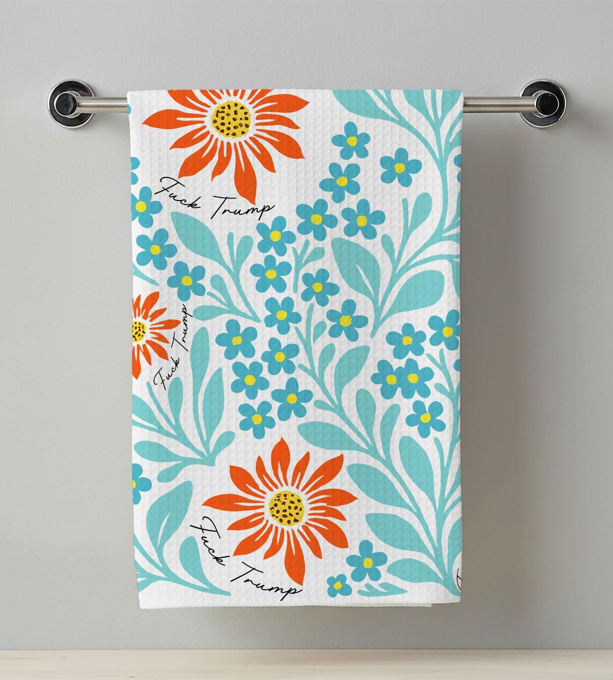 Vintage Floral FCK Tru Kitchen Towel - Funny Floral Tea Towel - Subtle Anti Trup - Liberal Home Decor - Anti Conservative Gift - Fdt - Liberals - FCK Donald Tru
