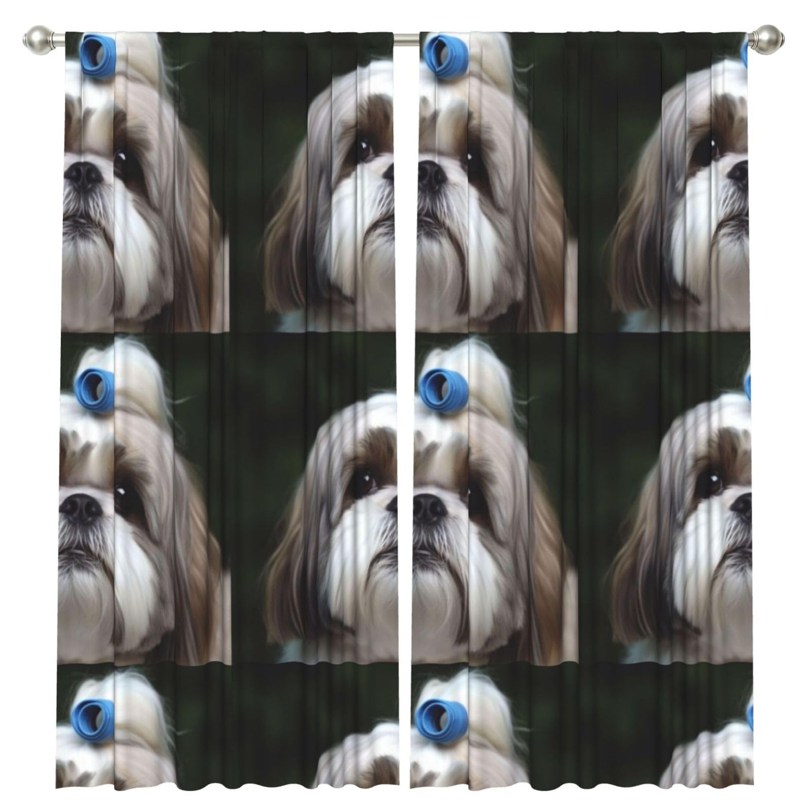 InOmak Shih Tzu Dog, 2 Panels Window Curtains 52 x 84 Inch Blackout Curtains for Living Room Bedroom