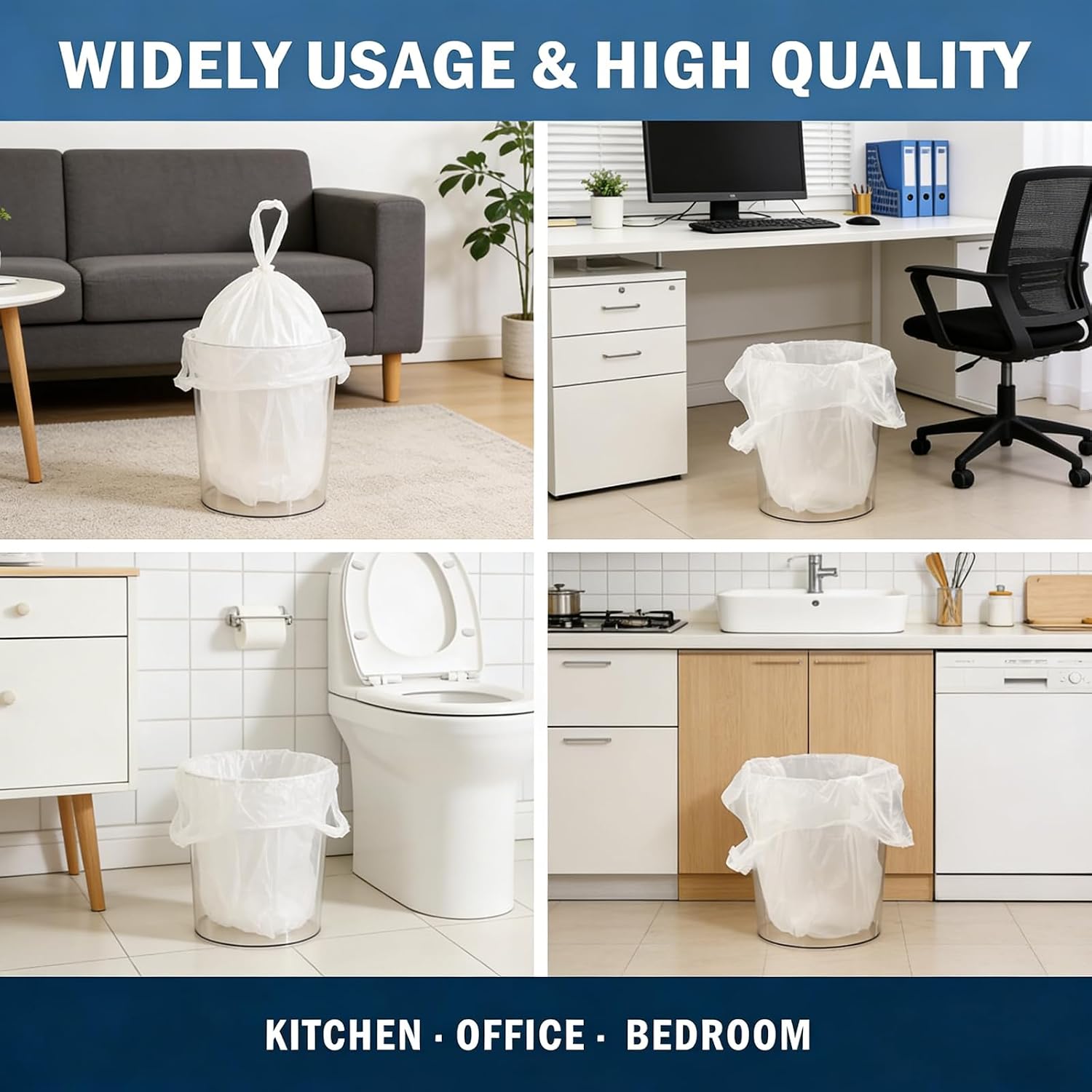 4 Gallon Trash Bags, 230 Counts Flexible & Durable Small Garbage Bags 24 x 19" Extra Thick Sturdy Trash Bag, Unscented & Easy Tearing 4-6 Gal Can Bin Plastic Bags for Home Office Kitchen Bathroom image 5