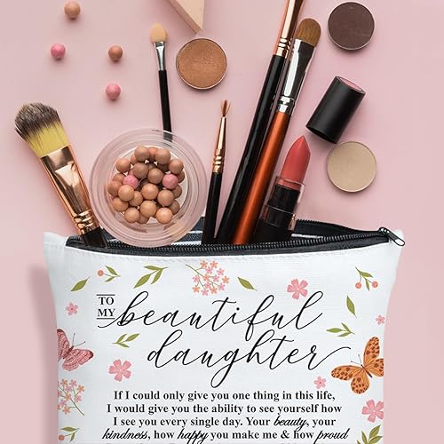 Miniatura 4 de UDNADKEX Regalo para hija de mamá, Navidad, cumpleaños, regalo de graduación para hija de madre bolsa de maquillaje, siempre serás mi bebé niña,