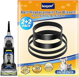 KEEPOW Replacement Belts Set for Bissell 3071 PowerForce PowerBrush Pet XL and TurboClean DualPro Pet 3072, 3067, 30673, 3109 Carpet Cleaner, Parts 1626502 & 1626486 (2+2 Pack)
