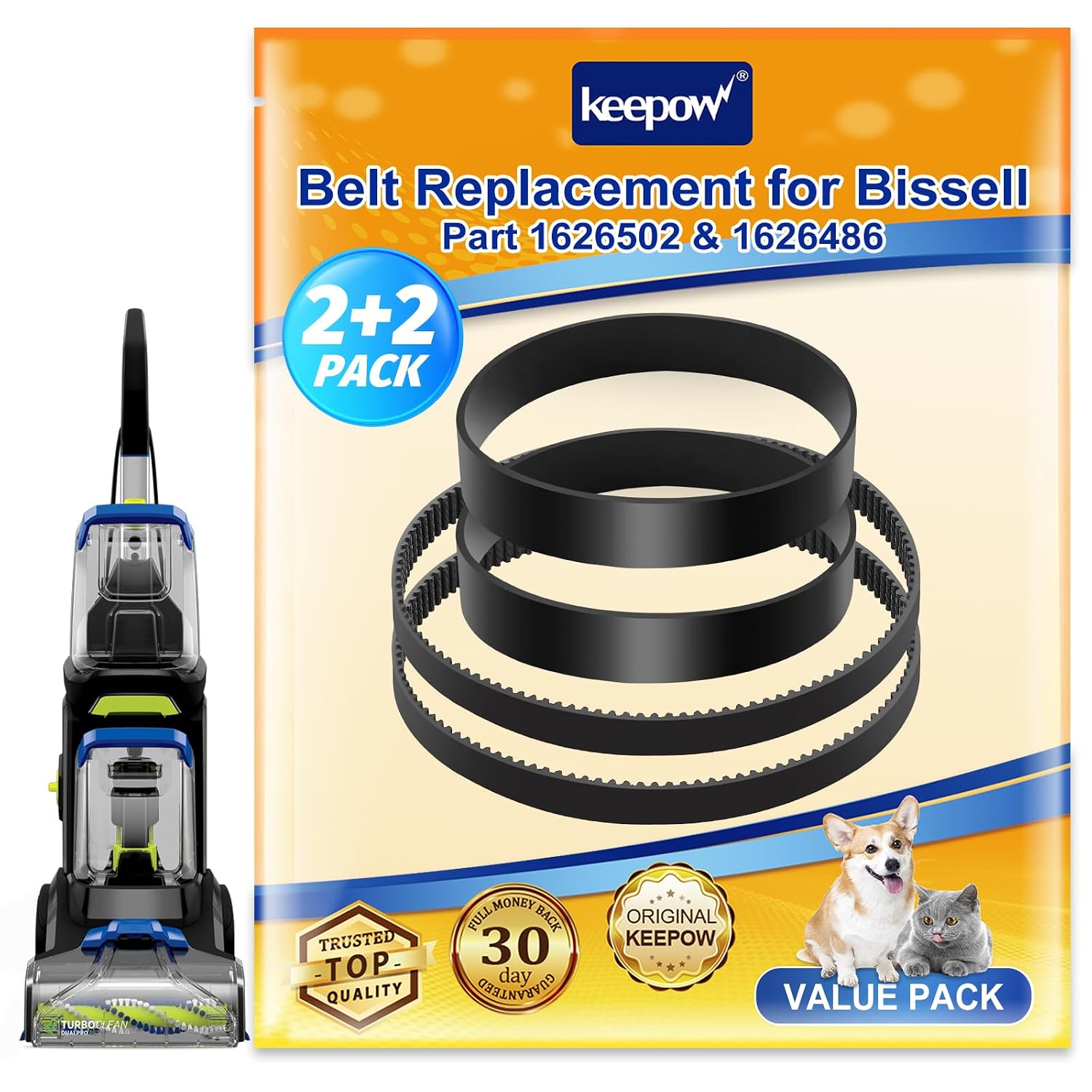 KEEPOW Replacement Belts Set for Bissell 3071 PowerForce