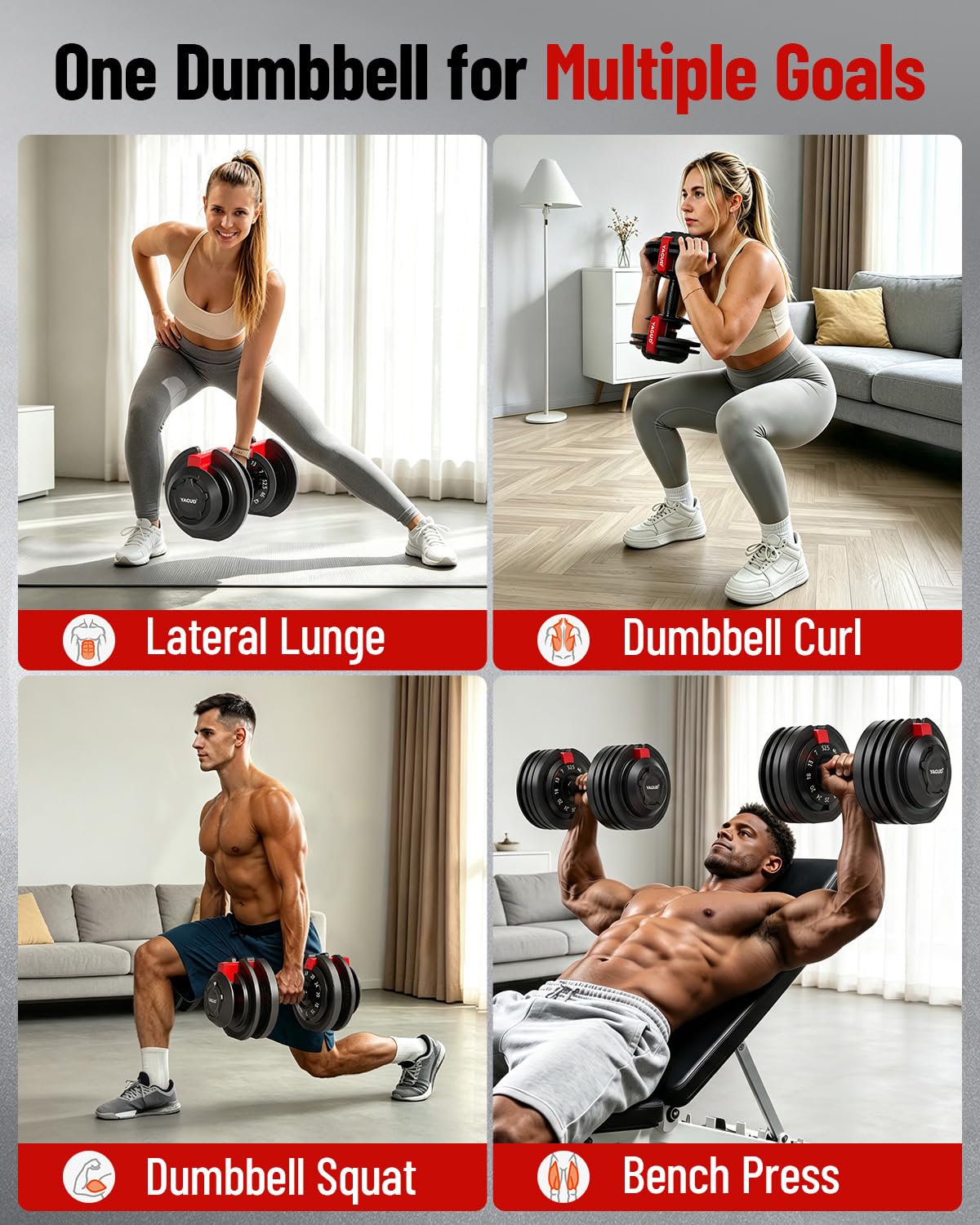 Adjustable Dumbbell Set, 52.5/90 lbs Adjustable Weights Dumbbells | 12/16 Levels Adjust,1 Hand Rotation, Safety Lock System, Non-Slip Texture Grip, Space-Saving Design for Full-Body Home Gym