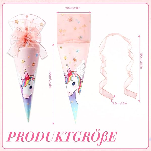 VeLoscient Schultüte Mädchen 70cm aus Stoff für Einschulung Geschenktüte Schule Zuckertüte Schultüten für den perfekten Schulstart Kissenfunktion für mehr Freude und Geschenke(Ohne Schultüte Rohling) - 2