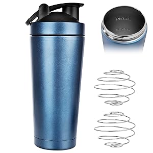Coctelera de Proteína de Acero Inoxidable, Botella Mecedora de Proteína Capacidad 750 ml, Proteína Shaker, Botella de Fitness, Batidora Proteinas, a prueba de Fugas, Azul