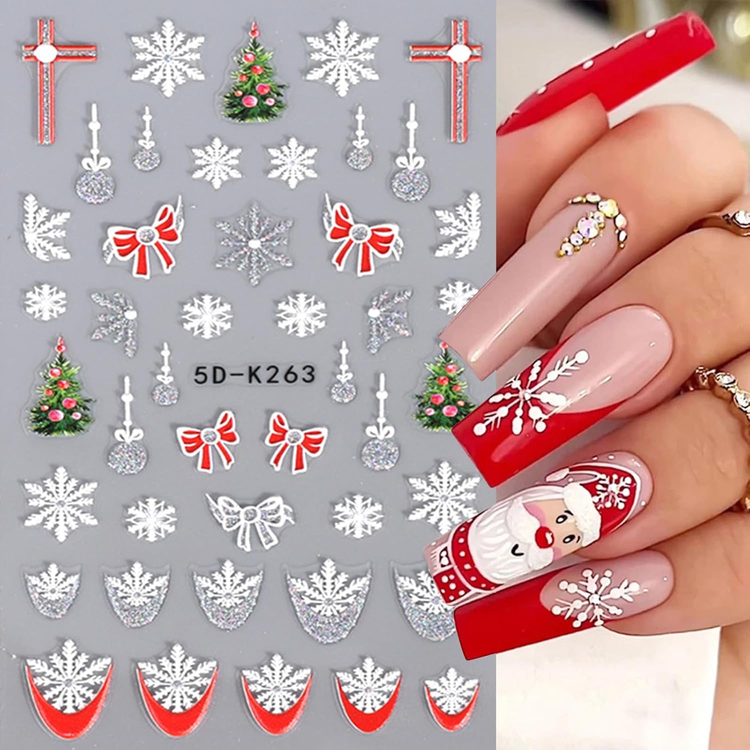 KEVINART Christmas Nail Art Stickers 3D SelfAdhesive