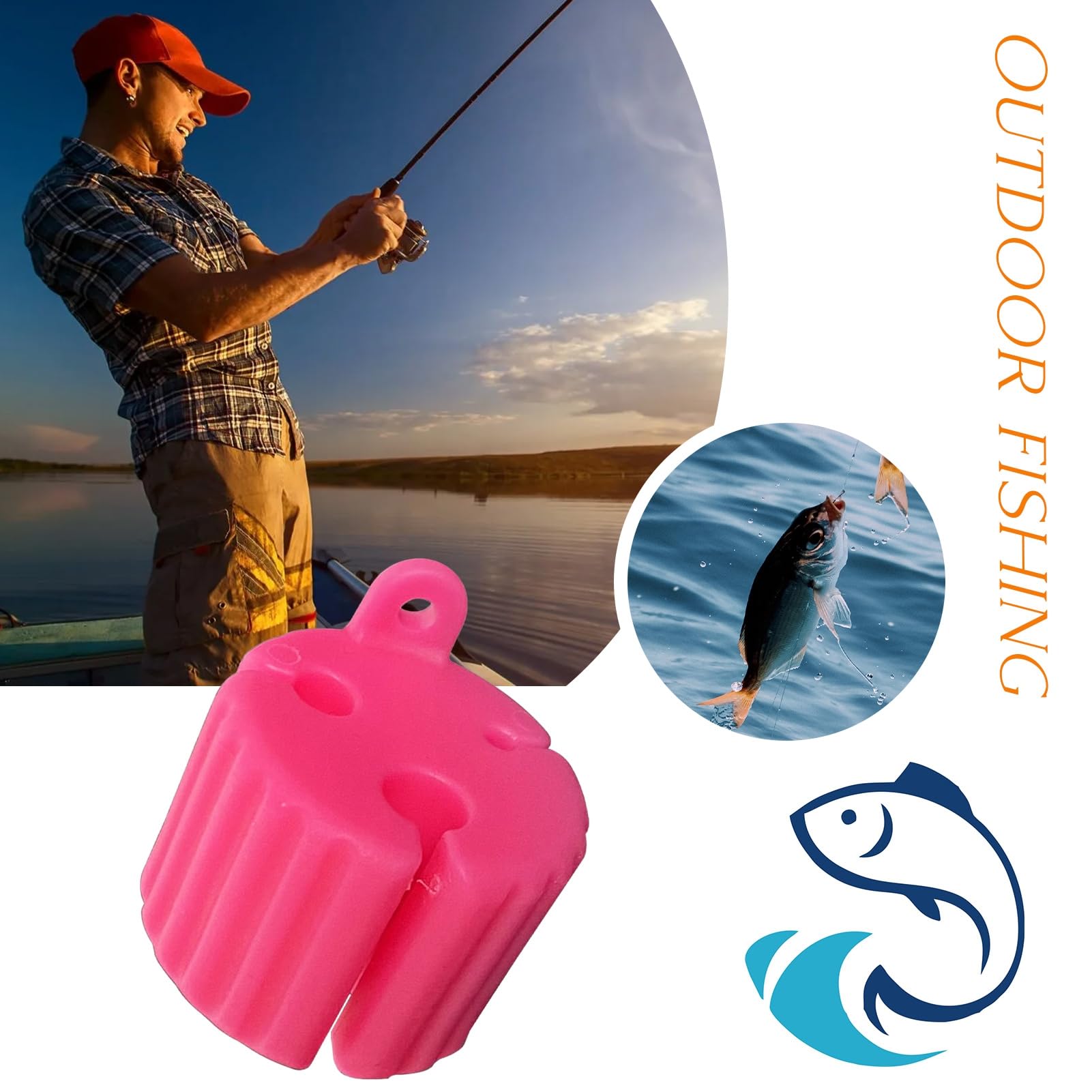 Luojuny Canna da Pesca con Asta Fissa in Silicone con Fori da 3/6/8 mm, Mini Supporto per Clip Protettivo Riutilizzabile Resistente all'Usura, colorato e AntiGraffio Rosa