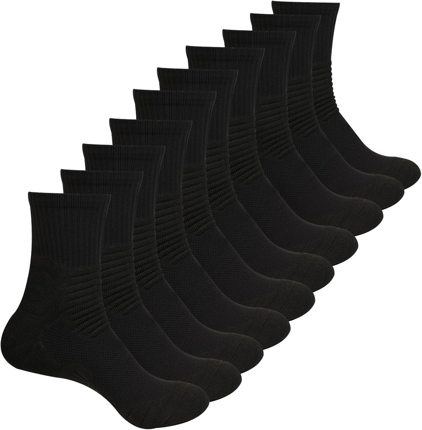 VIDACO Compression Socks Men 5 Pairs, Cotton Athletic Crew Socks Cushioned Sports Running-Arch Support Work Socks Size 8-10 - Image 6