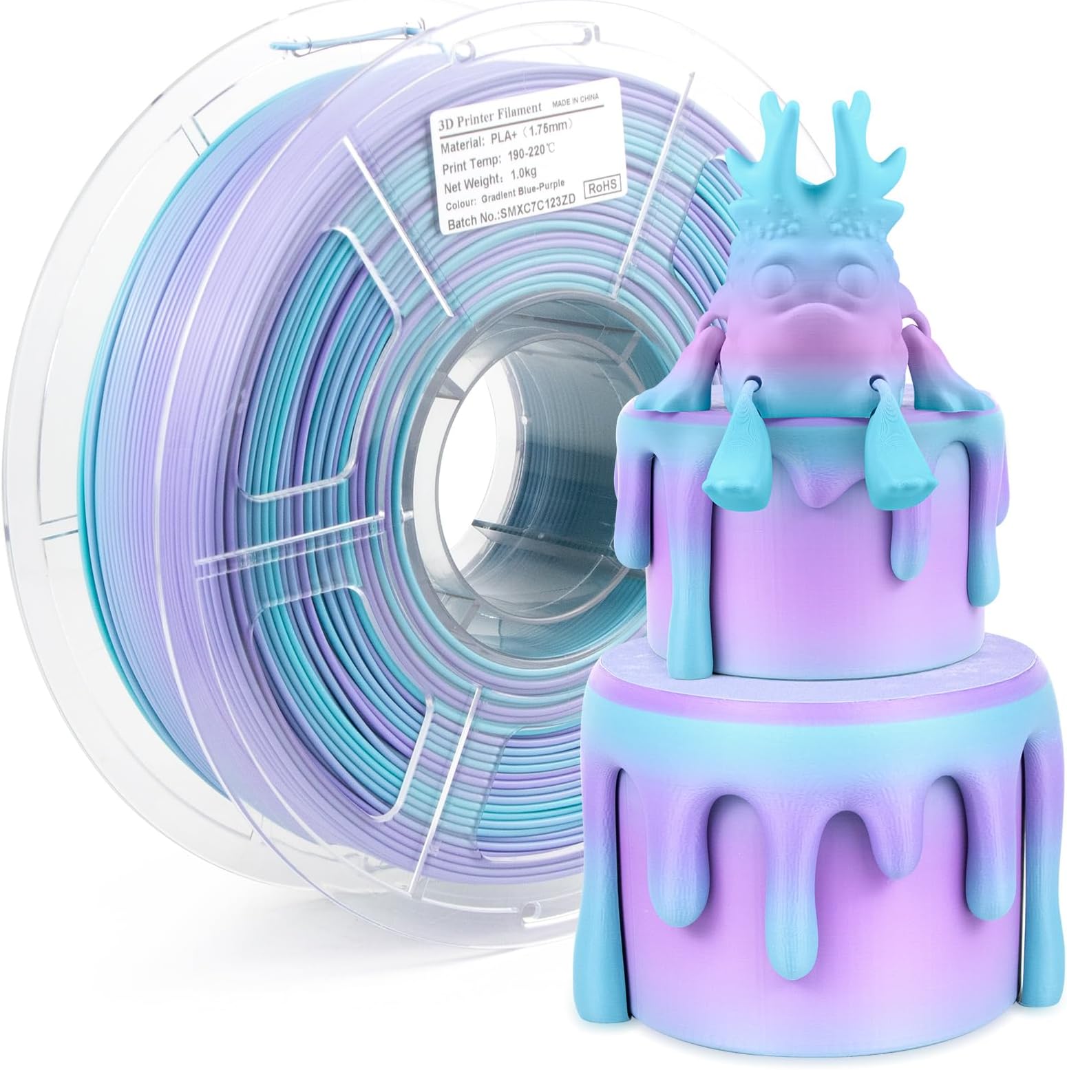 iSANMATE PLA Plus Rainbow Filament 1.75mm, Fast Change Multicolor, Bluish Green, Purple 1KG/2.2lb