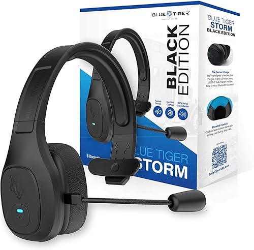 Miniatura 9 de Blue Tiger Storm Gray - Auriculares Bluetooth Premium para Camioneros - Auriculares Inalámbricos Mono con Cancelación de Ruido y Micrófono - Sonido