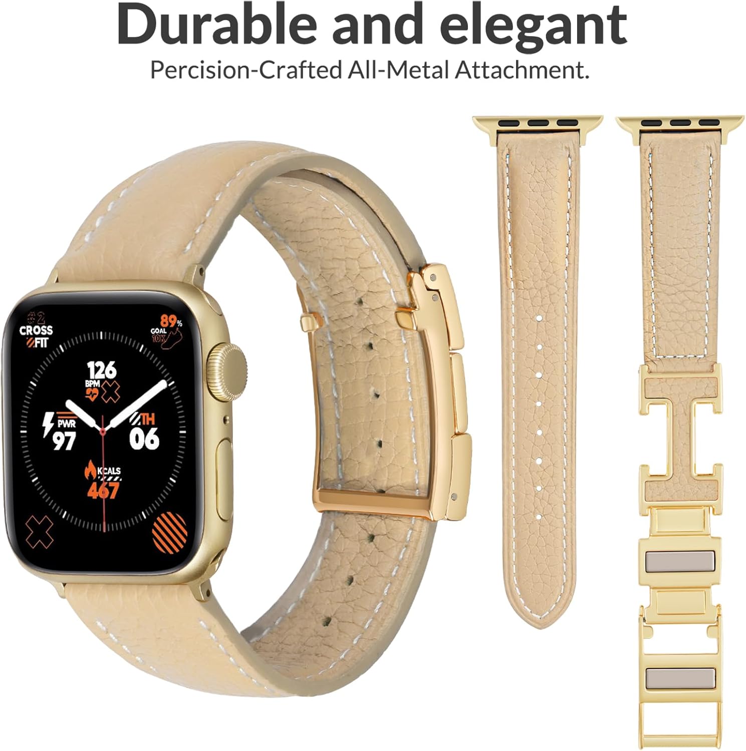 Leather Magnetic Band Compatible with Apple Watch Bands 38mm 40mm 41mm 42mm 44mm 45mm 46mm 49mm for Women Men,Top Grain Leather Designer Replacement Strap for iWatch Ultra SE Series11/10/9/8/7/6/5/4/3/2/1 - Image 2