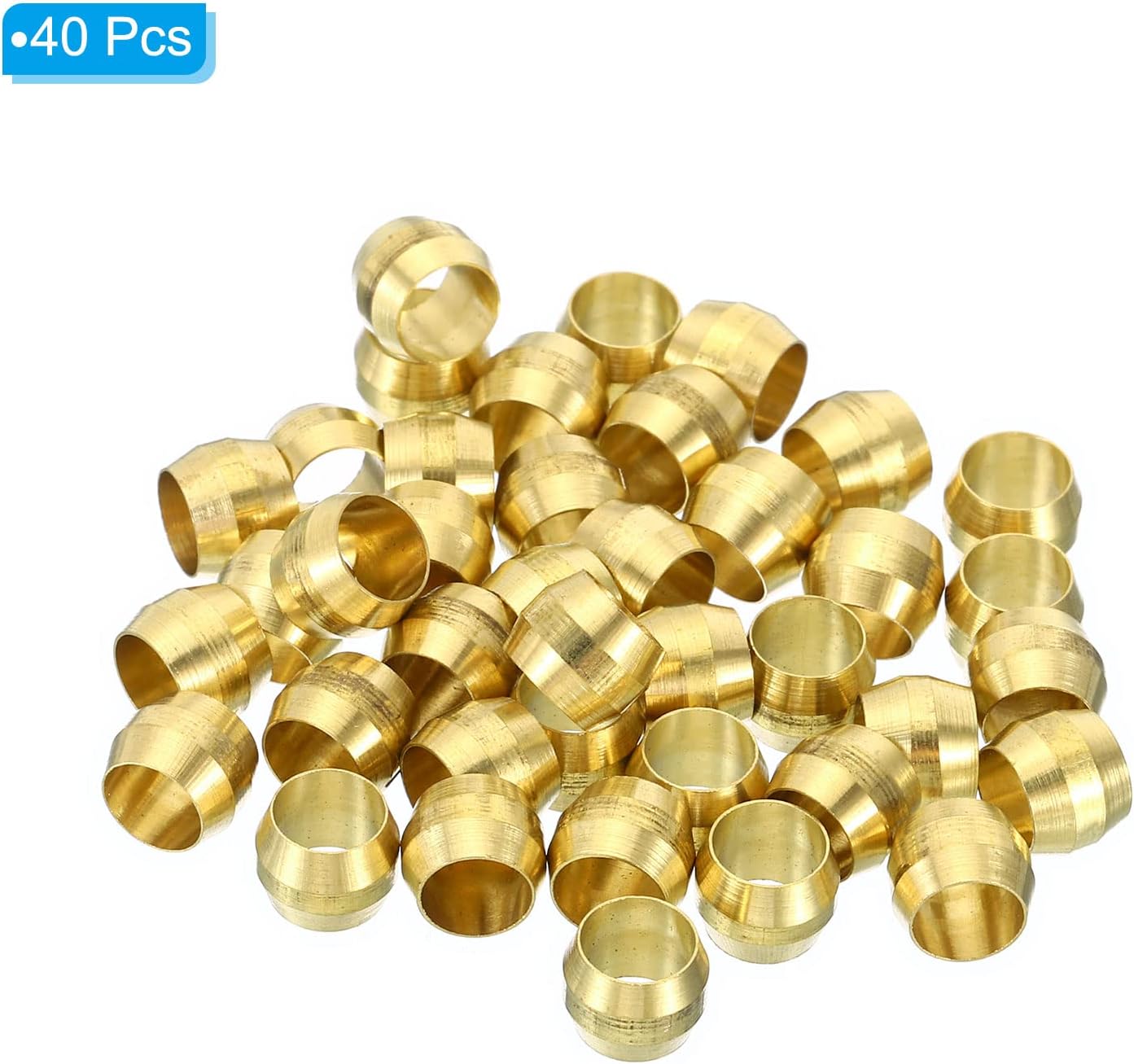 6mm Tube OD Brass Compression Sleeves Ferrules 40Pcs Brass Ferrule Compression Fitting Assortment Kit