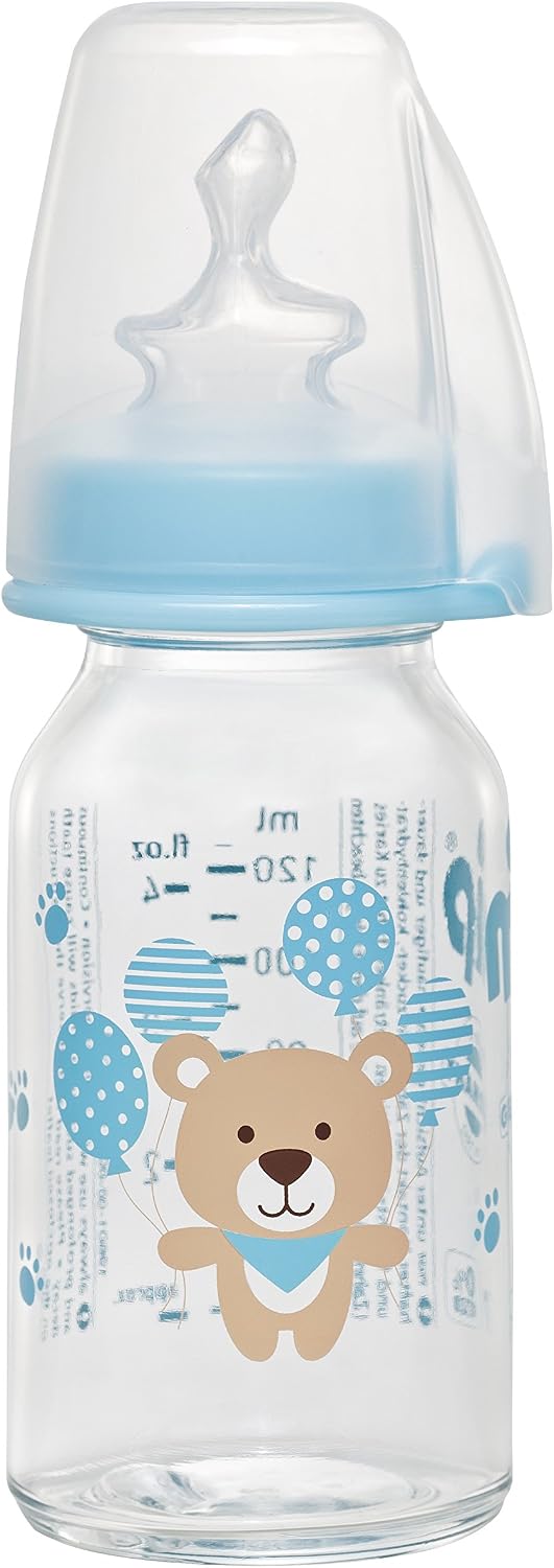 Nip Wide Neck Bottle 125 Ml Antikolik Cam Biberon Erkek, Mavi