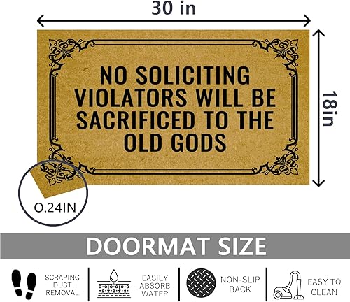 Miniatura 3 de Felpudos grandes para puerta delantera, entrada al aire libre, divertidos, no solicitando infractores serán sacrificados a los viejos dioses, tapete