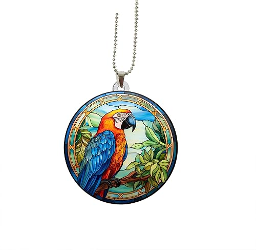 Adorno de guacamayo para espejo retrovisor de coche, accesorios para árbol de Navidad, decoración colgante colgante interior para retrovisor, regalo