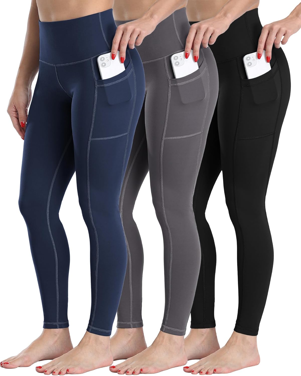 CHRLEISURE Fleece Lined Leggings Women with Pockets - Winter Warm Thermal Thick Tights High Waisted Yoga Pants