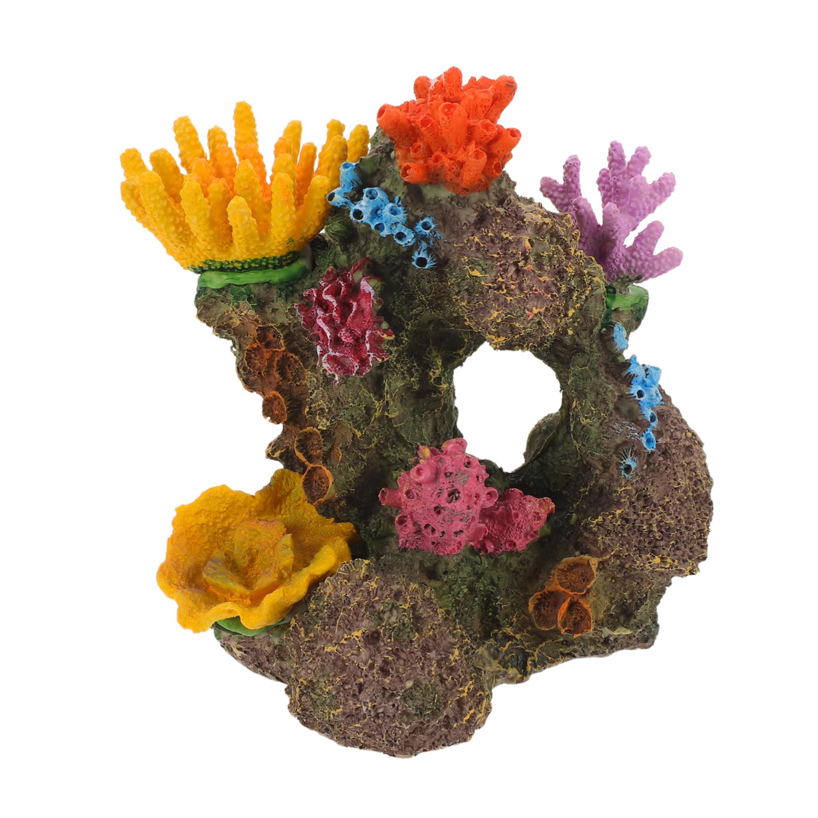 Kisangel Decoración de Paisaje Coralino Artificial para Acuario Adorno de Arrecife de Coral Falso Grande Ornamento de Tanque de Peces con Cueva Escondite Planta Oceánica Decorativa Realista