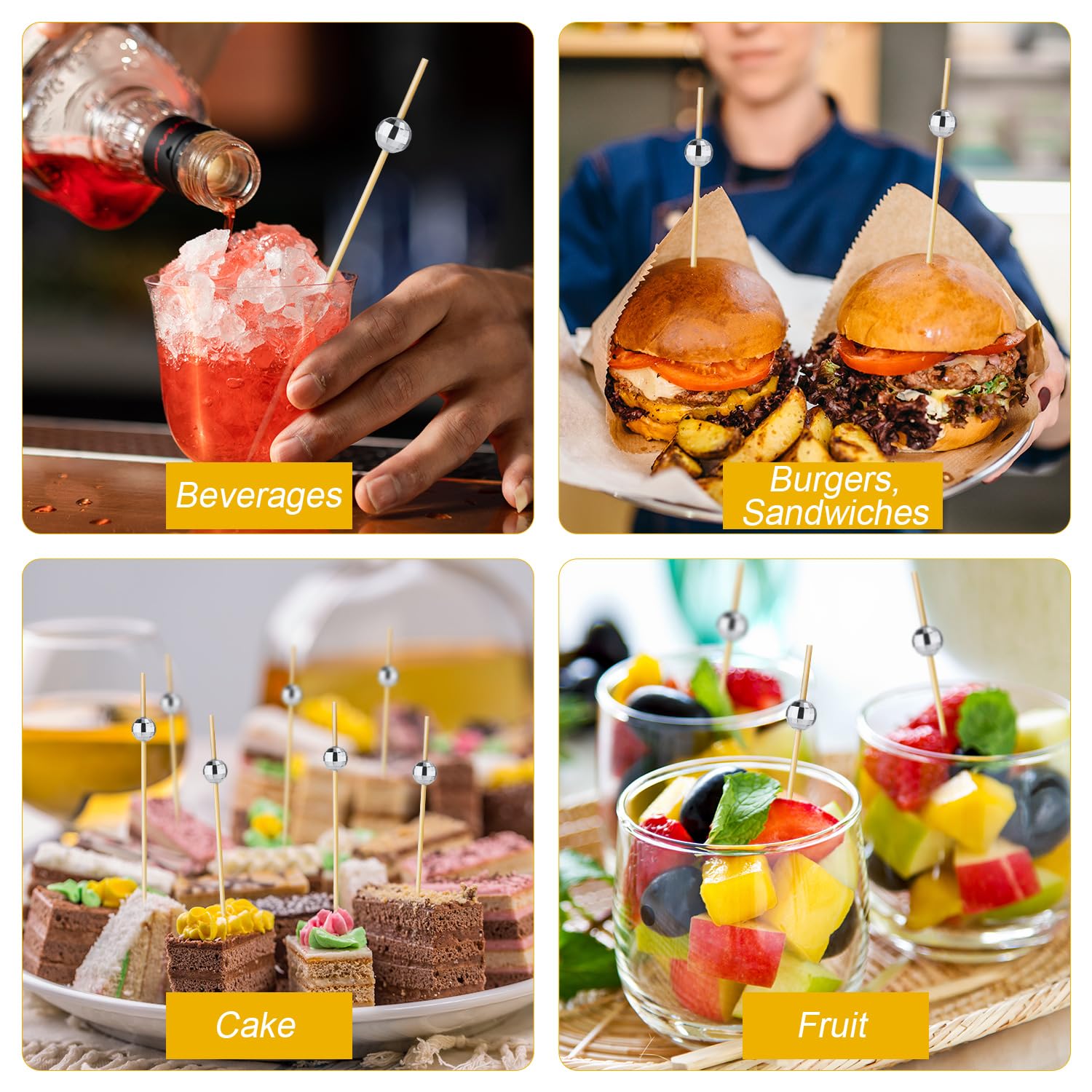 JIHUOO 100 Stuzzicadenti Da Cocktail A Forma Di Girasole Con Fiori Di