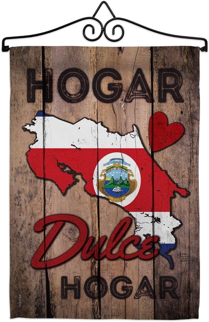Country Costa Rica Hogar Dulce Garden Flag Set Wall Hanger Regional Nationality Nation International World Particular Area Small Decorative Gift Yard House Banner Made In USA 13 X 18.5