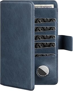 Passport Holder with Airtag Holder RFID Blocking Passport Wallet Travel Leather Passport for Women(Navy)