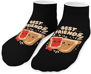 Peanut Butter Jelly Breakfast Ankle Socks Low Cut for Women Men | 1 Pairs No Show Athletic Running Sock Breathable Stocking Funny Print