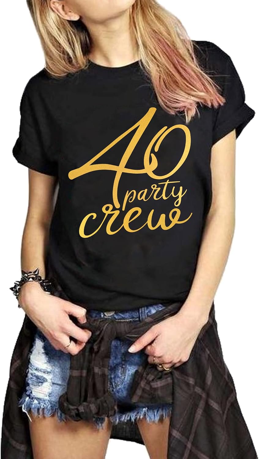 LAZYCHILD Hello Forty Shirt Women 40th Birthday Gift 40 Years Old Birthday Party T-Shirt Cute Heart Graphic Tee - Image 4