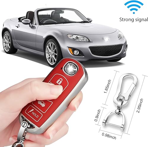Miniatura 4 de QBUC Funda para llavero de TPU para Mazda, TPU suave de 360 grados, protector de llaves con llavero Mazda Miata CX-3 CX-4 CX-5 CX-7 CX-9 MX5 23568