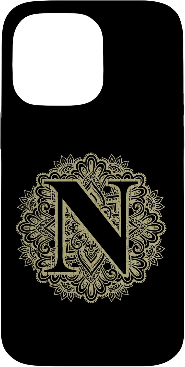 Capital Letter N Floral Initial Monogram Font Alphabet Motif Case for iPhone 14 Pro Max