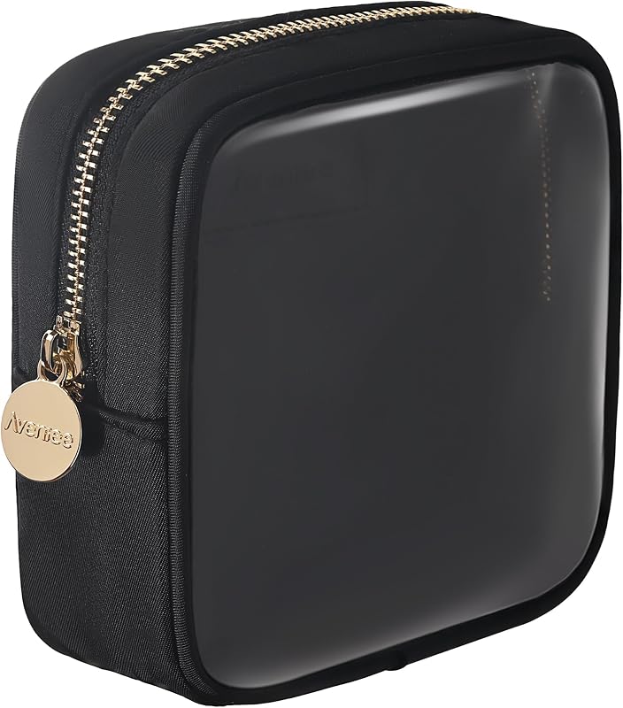 Necessaire pequena Aveniee com zíper, preta, para maquiagem e pequenos acessórios