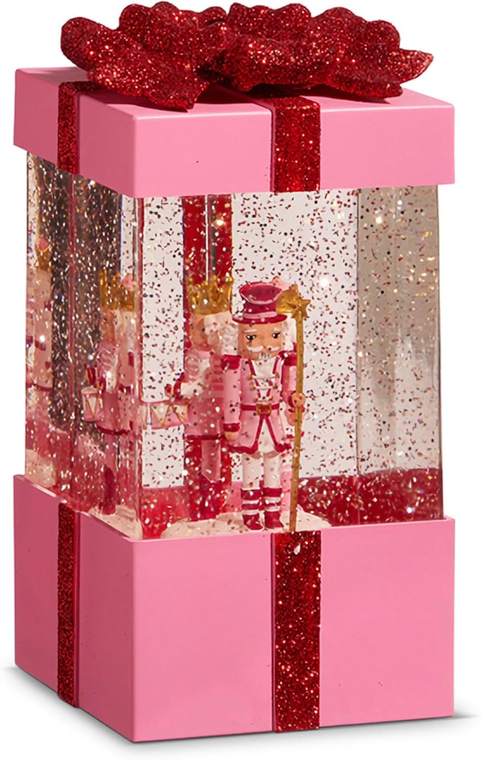 Raz Imports 2024 Holiday Water Lanterns 7.75" Blushing Nutcracker Lighted Water Present