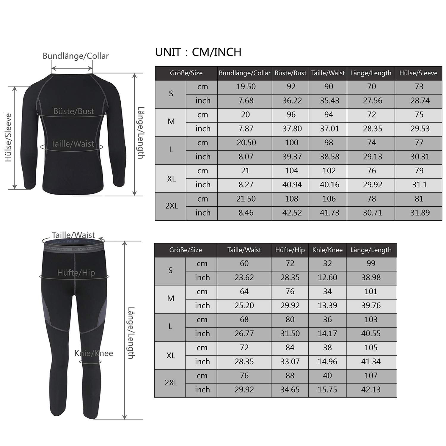 SAGUARO Męska zimowa bielizna termiczna, ciepła, oddychająca, bielizna narciarska, zestaw bielizny funkcyjnej, rozm. S-2XL, wojskowa zieleń, XL