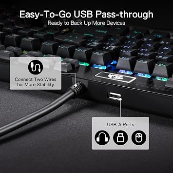 Redragon K550 RGB Gaming Keyboard, 104 Keys + 12 Macro G Keys Wired Mechanical Keyboard w/Hot-Swap Socket, Custom Clicky Purple Switch, Extra USB Port & Wrist Rest