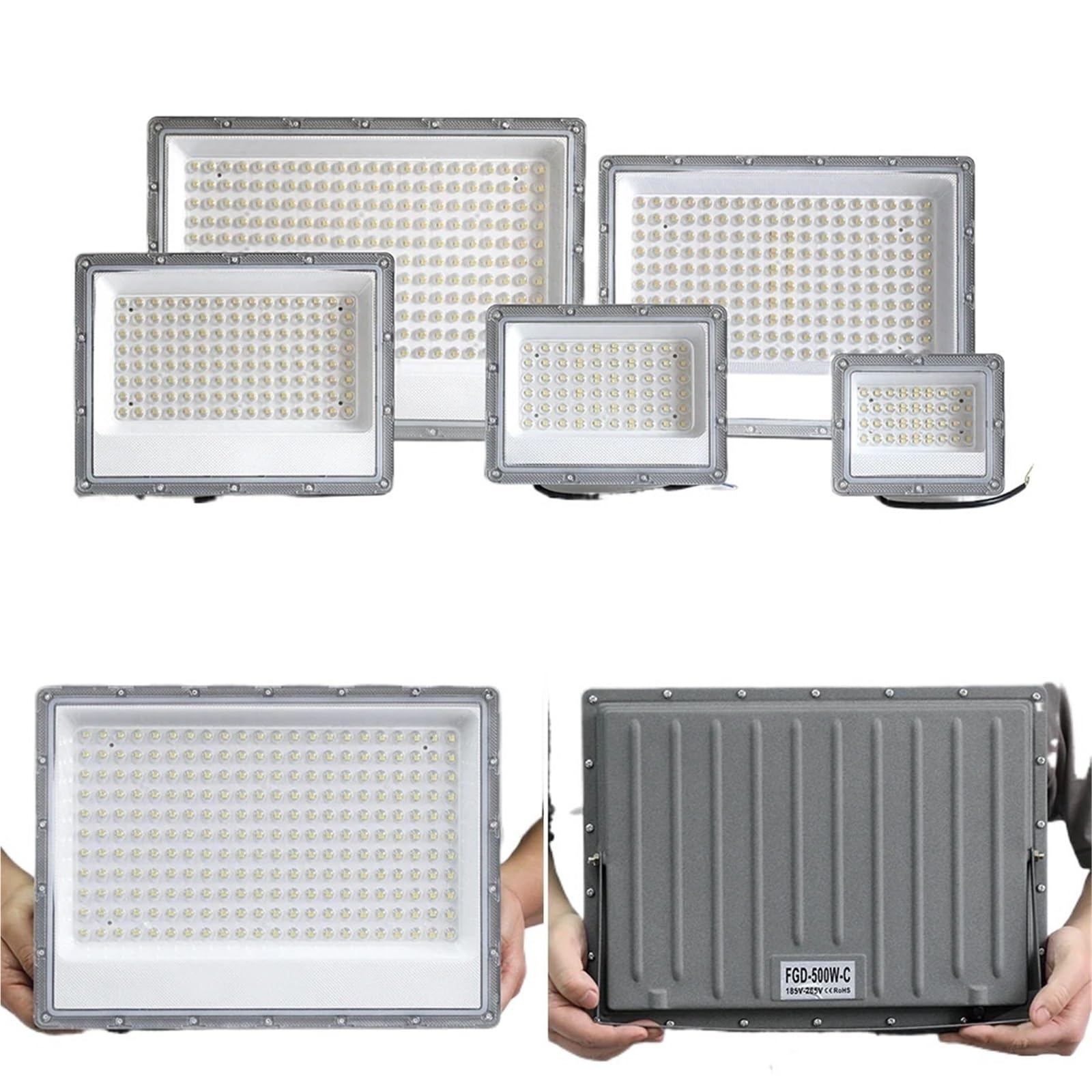 LJLJCQCNS Led Floodlight Outdoor IP66 Waterproof 50W 100W 200W 300W 500W 220V Reflector LED Lighting Street Lamp Wall Flood Lights(300W)
