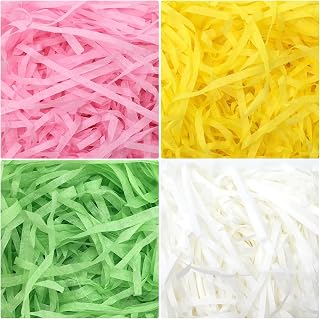 Jremreo 4 Colors 8.5oz (240g) Easter Grass Basket Filler Bulk, Assorted Crinkle Cut Paper Shred Filler for Easter Egg Hunt Decor, Gift Wrapping & Basket Filling
